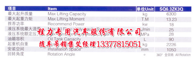 徐工6.3噸折臂吊機 參數(shù)